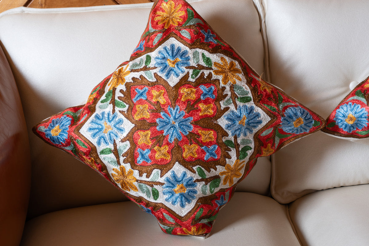 Set of 3 – 16” Hand-Embroidered Cushion Covers