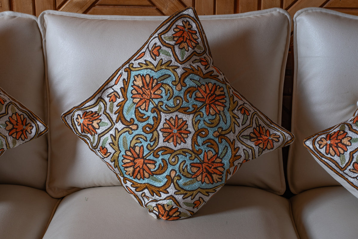 Set of 5 – 16” Hand-Embroidered Cushion Covers