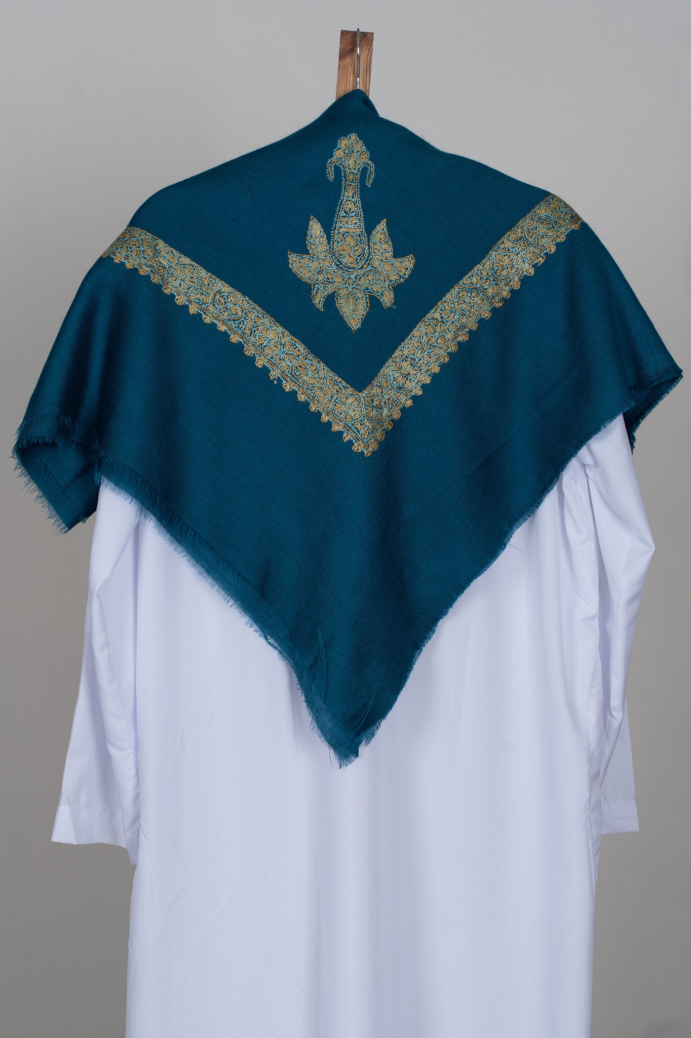 Teal Gold Rumal — Sozni Hand Embroidered