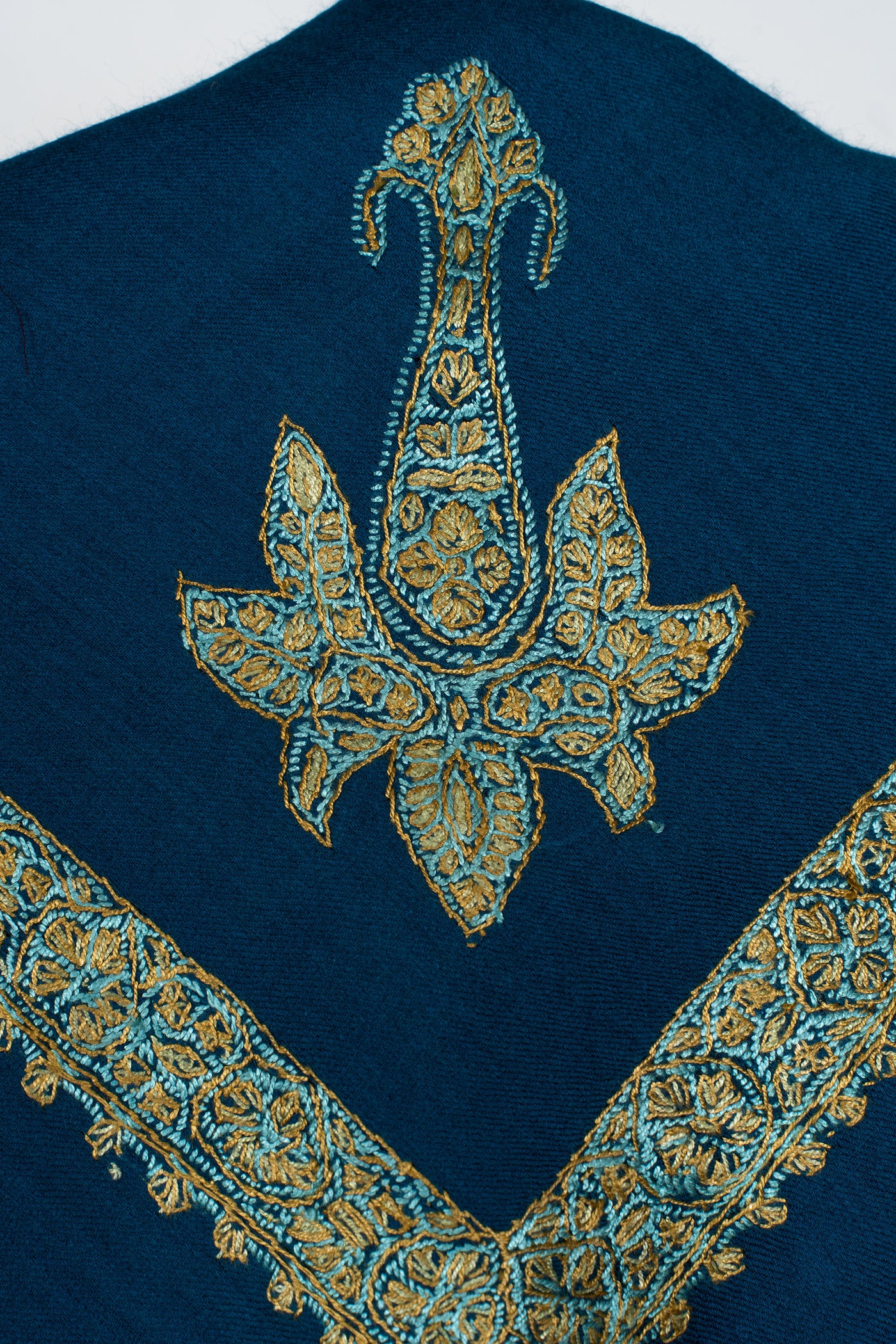 Teal Gold Rumal — Sozni Hand Embroidered