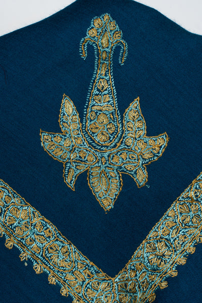 Teal Gold Rumal — Sozni Hand Embroidered