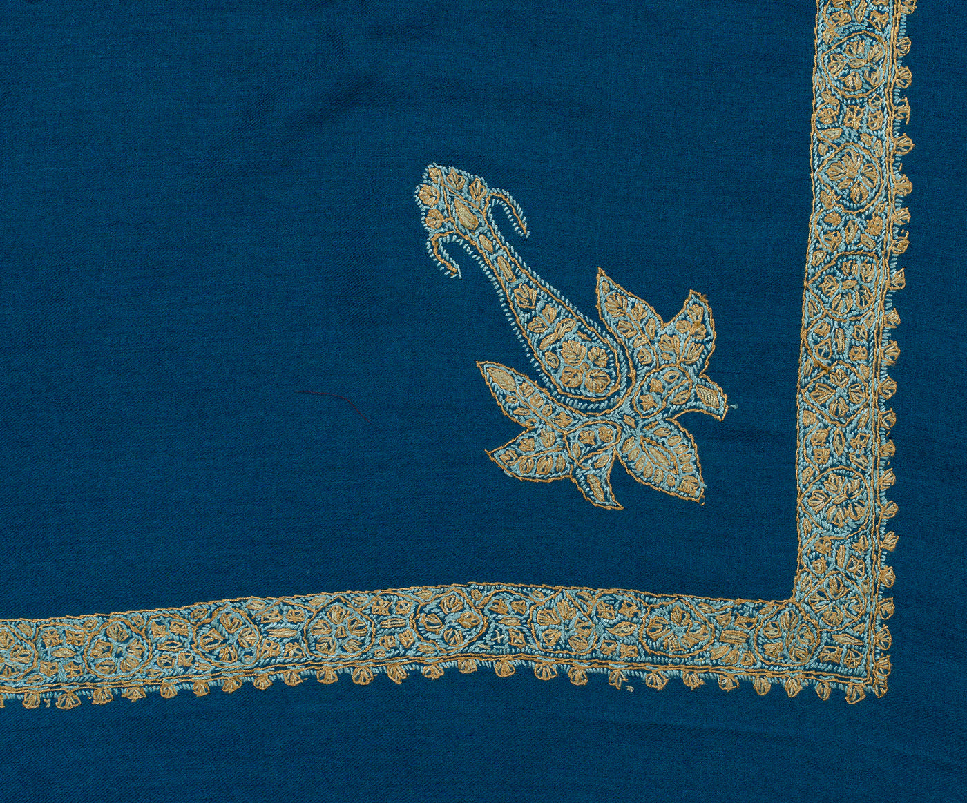 Teal Gold Rumal — Sozni Hand Embroidered