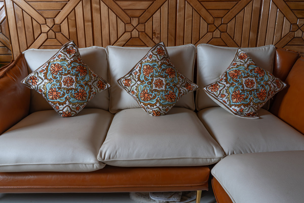 Set of 5 – 16” Hand-Embroidered Cushion Covers