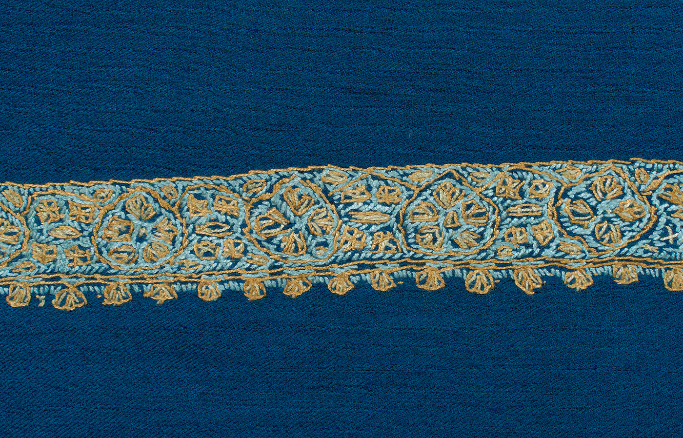 Teal Gold Rumal — Sozni Hand Embroidered