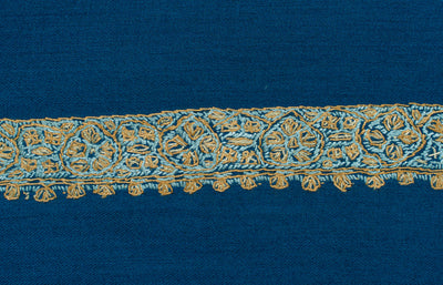 Teal Gold Rumal — Sozni Hand Embroidered