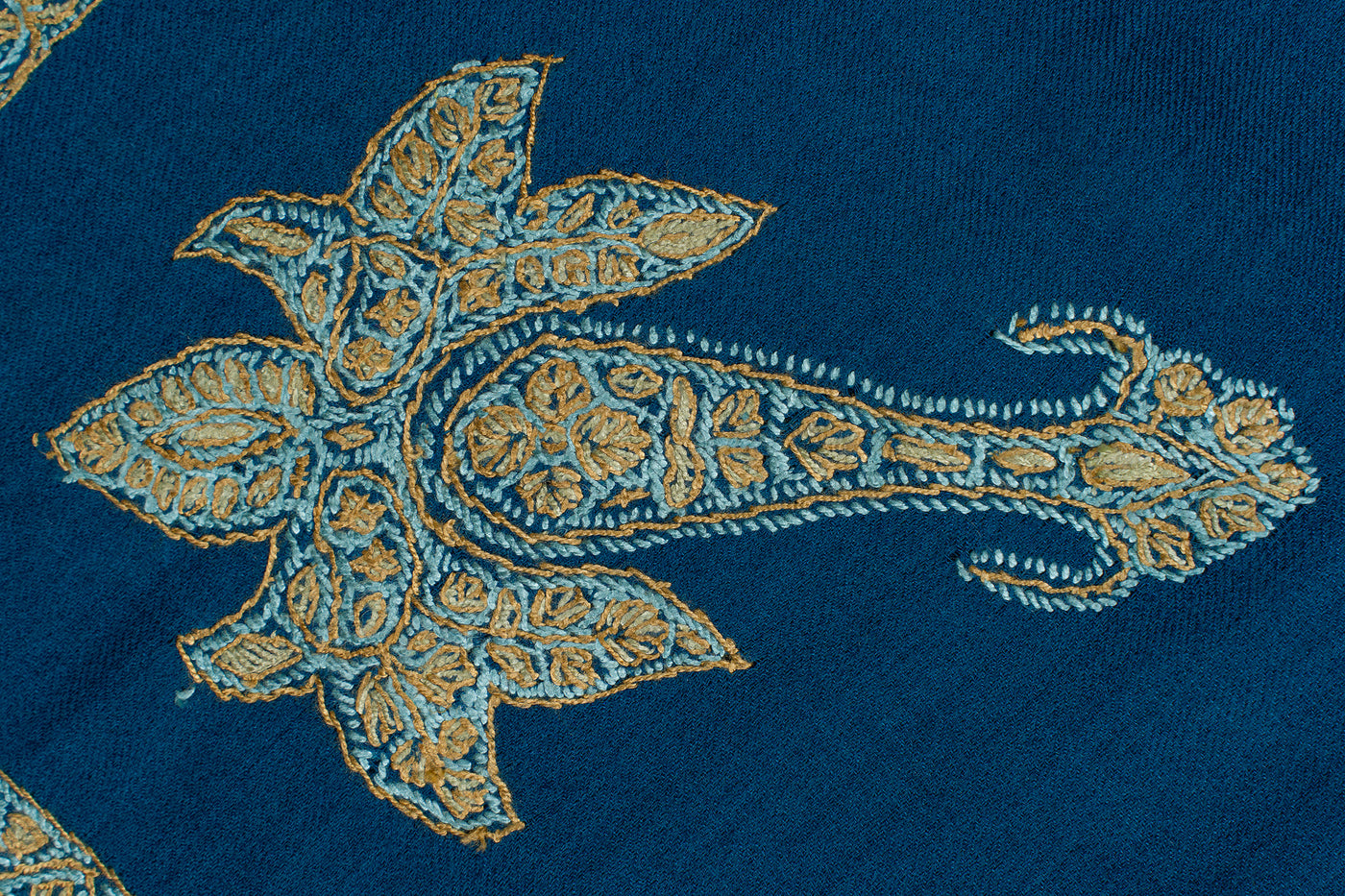 Teal Gold Rumal — Sozni Hand Embroidered