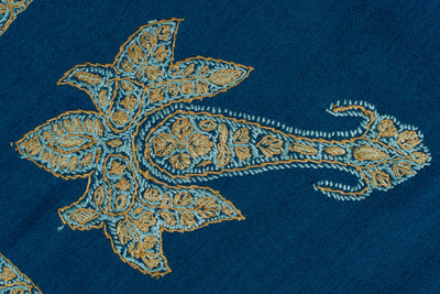 Teal Gold Rumal — Sozni Hand Embroidered