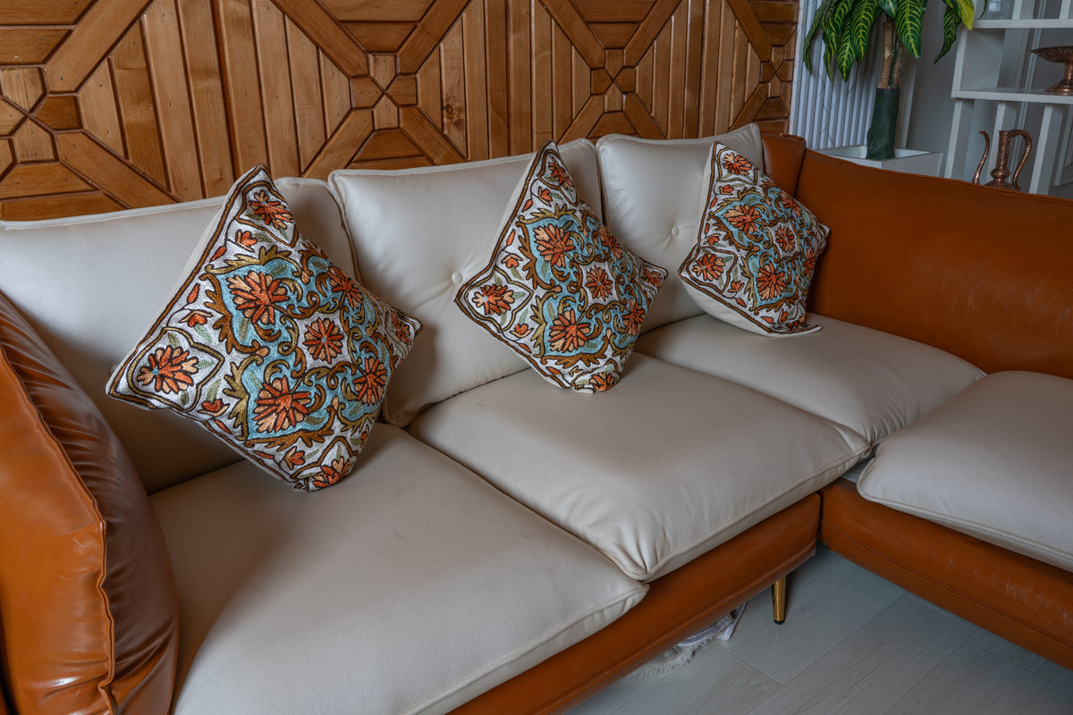 Set of 5 – 16” Hand-Embroidered Cushion Covers