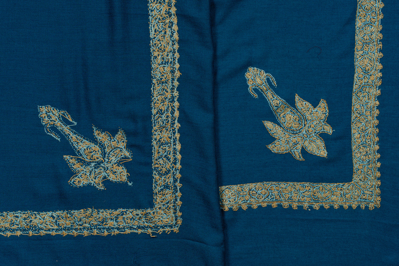 Teal Gold Rumal — Sozni Hand Embroidered