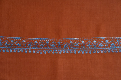 Terracotta Charm: Sozni Embroidered Merino Wool Shawl