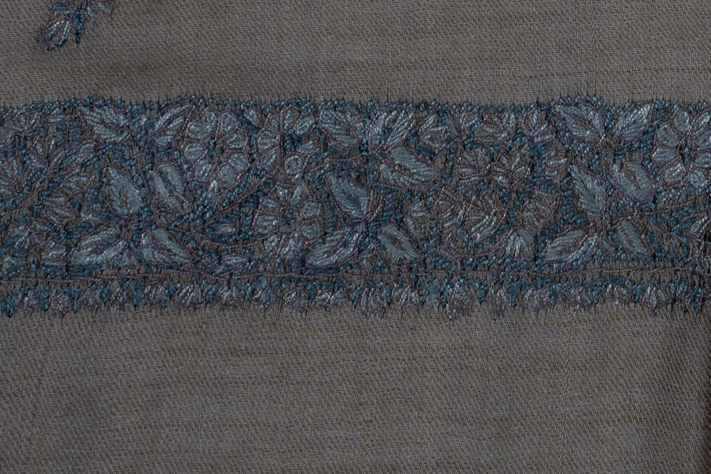 Taupe Silver Rumal — Sozni Hand Embroidered