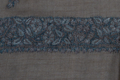 Taupe Silver Rumal — Sozni Hand Embroidered