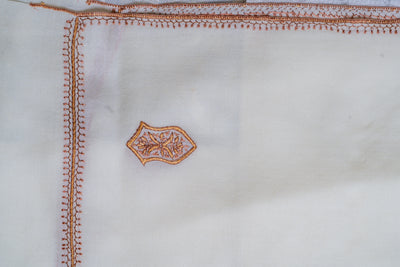 Ivory Elegance: Hand-Embroidered Sozni Merino Wool Shawl