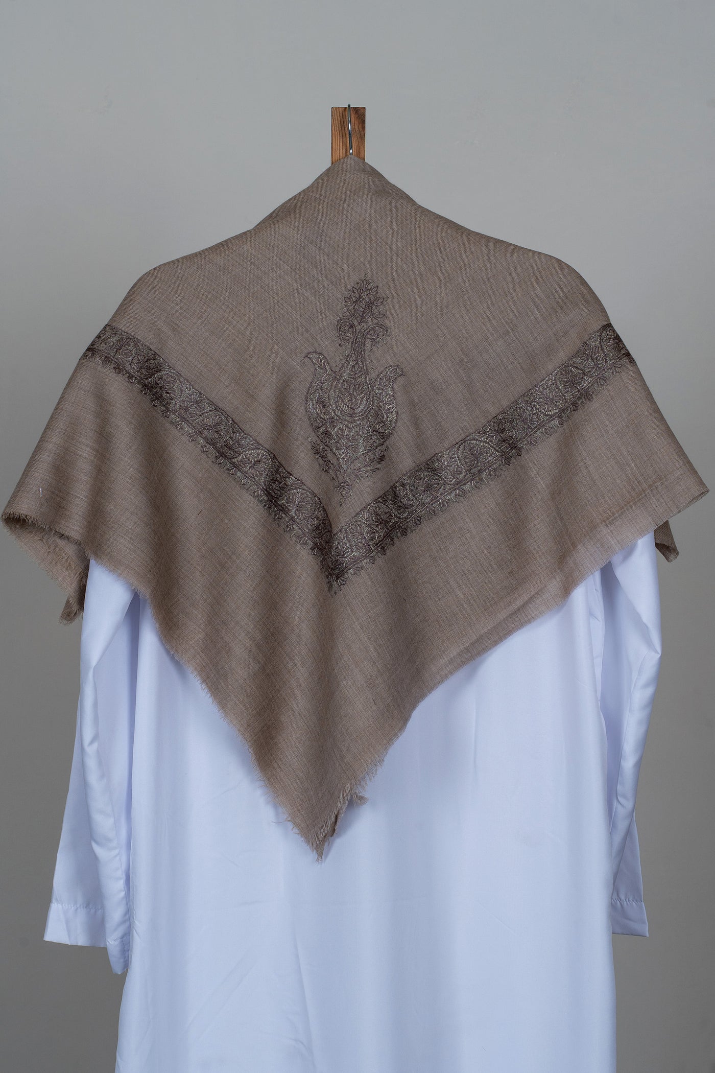 Stone Umber Rumal — Sozni Hand Embroidered