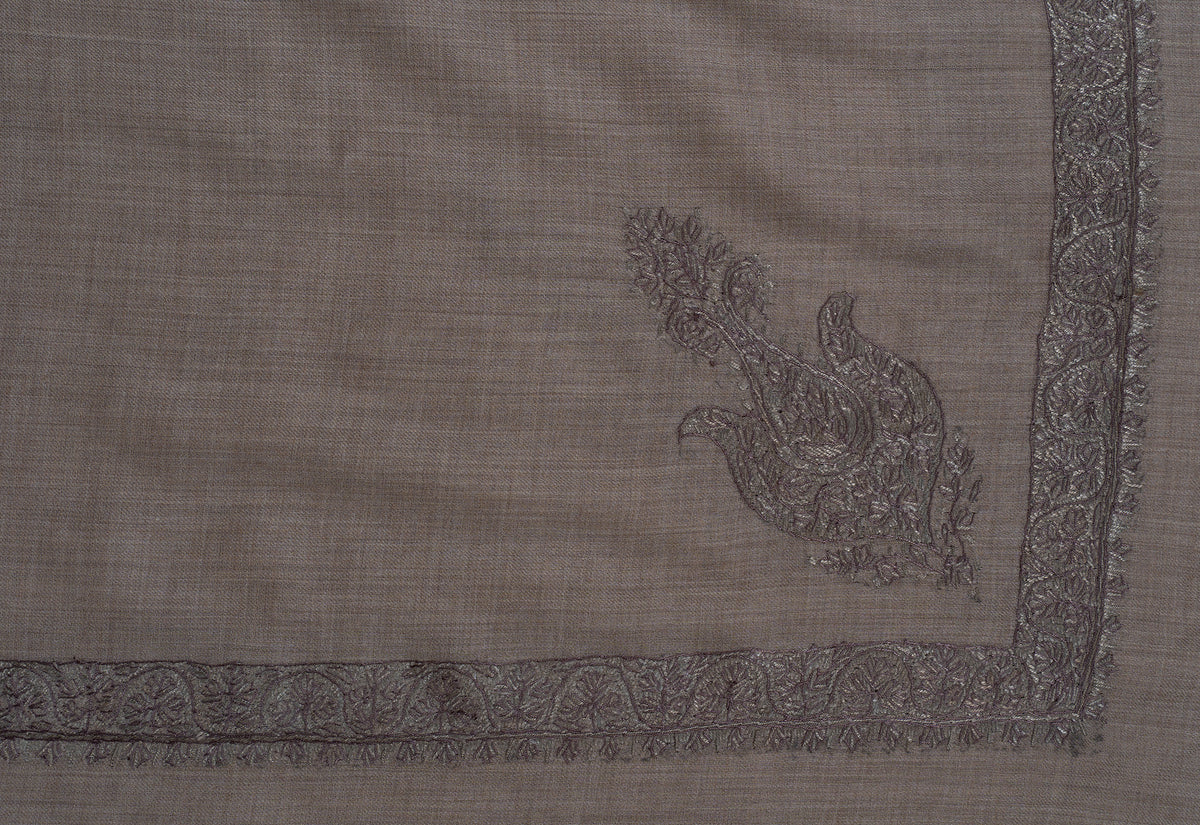 Stone Umber Rumal — Sozni Hand Embroidered