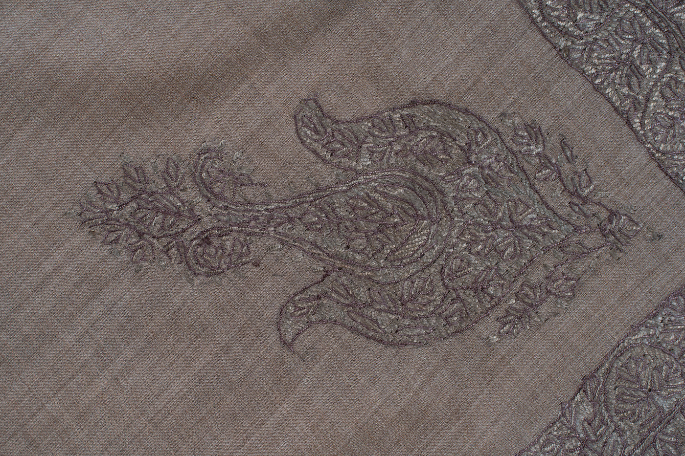 Stone Umber Rumal — Sozni Hand Embroidered