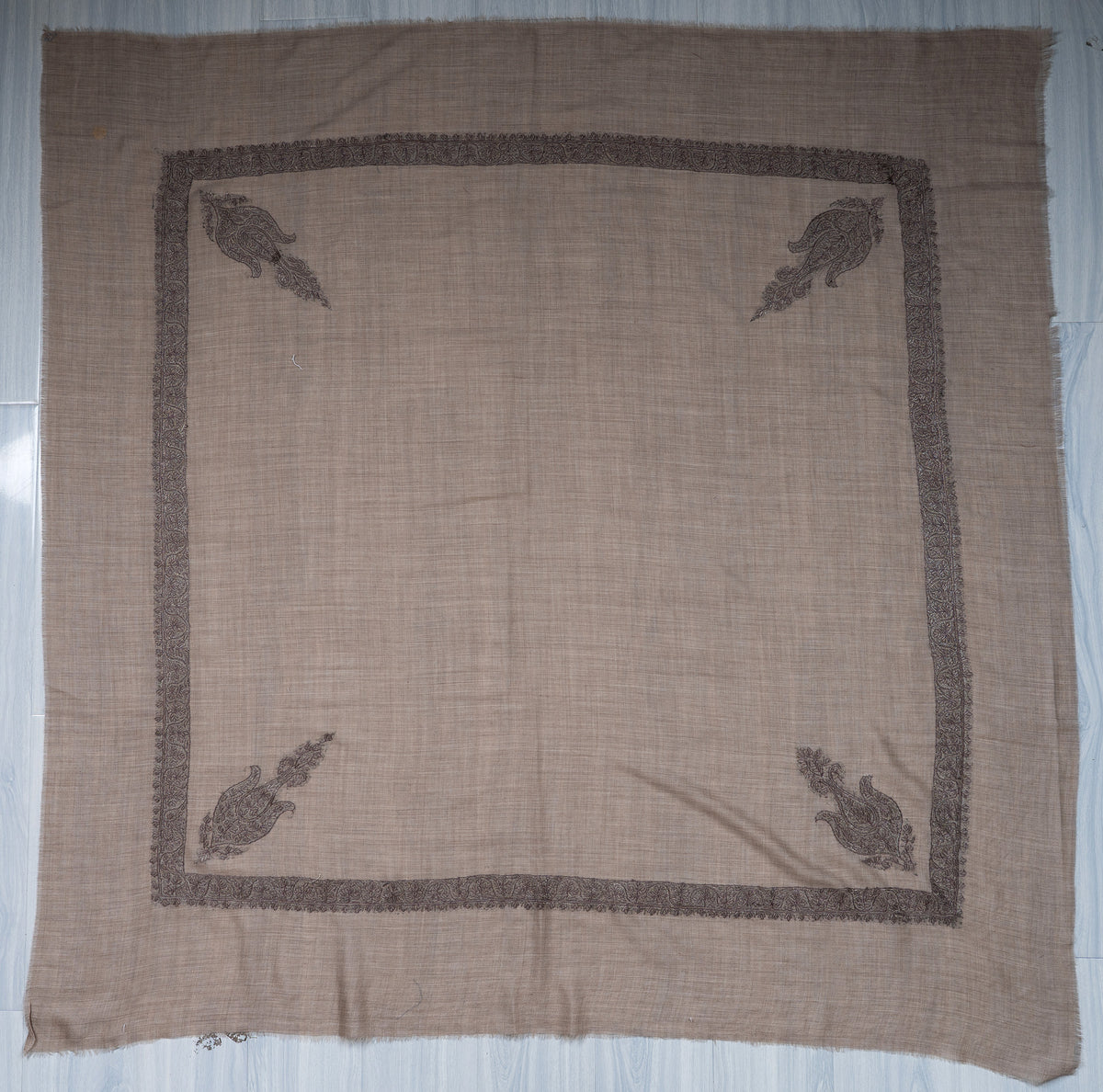 Stone Umber Rumal — Sozni Hand Embroidered