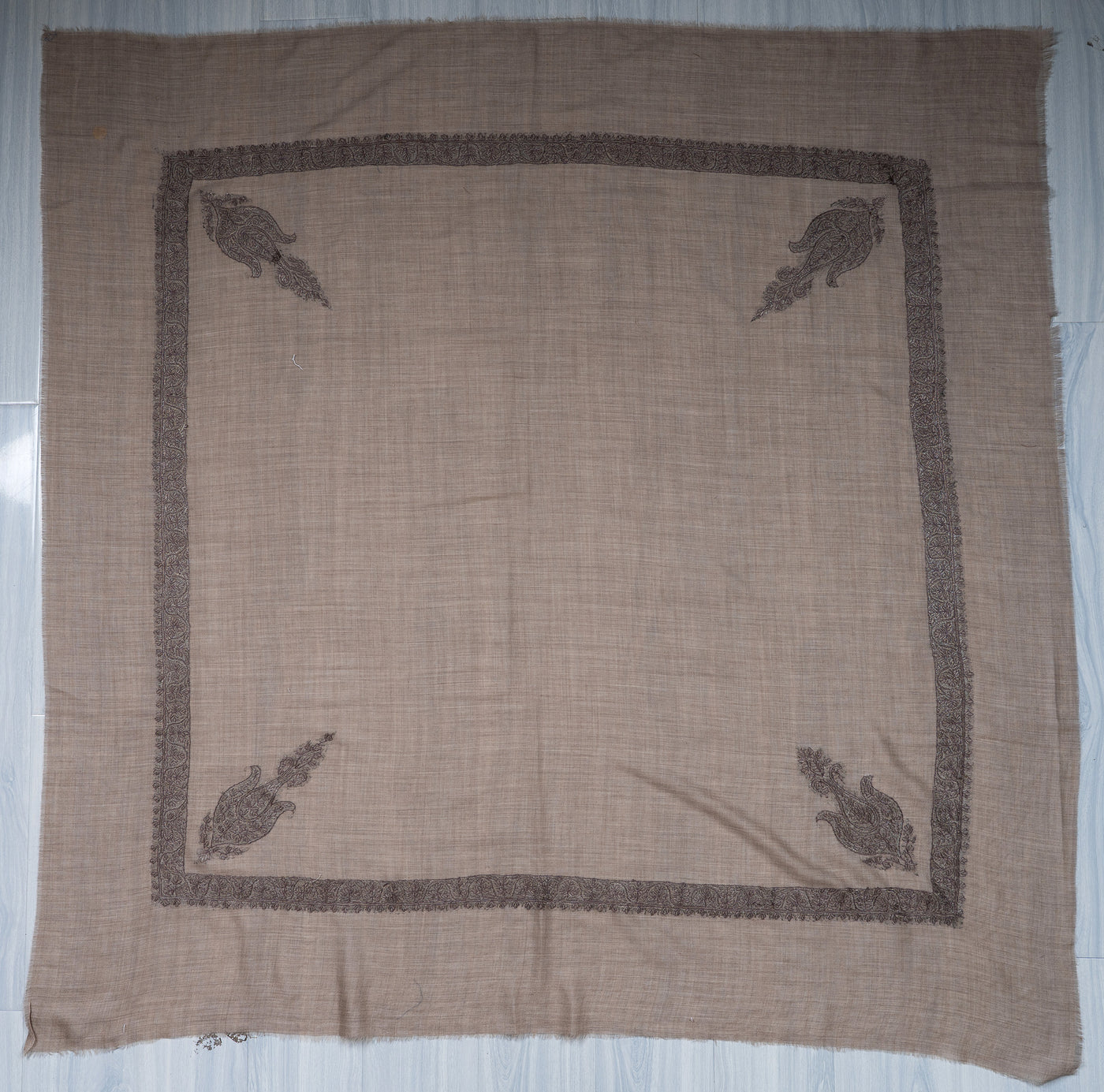 Stone Umber Rumal — Sozni Hand Embroidered