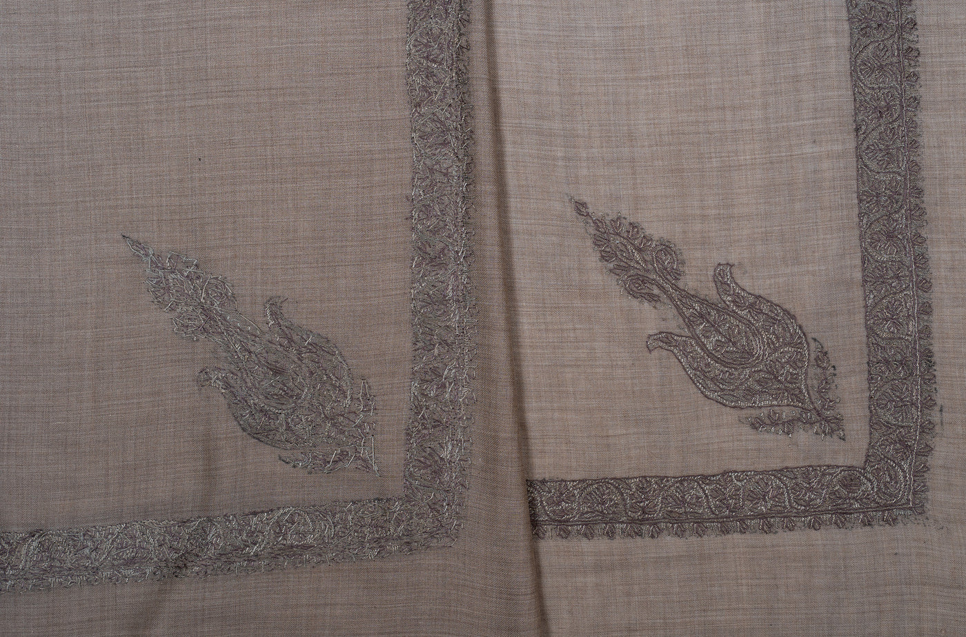 Stone Umber Rumal — Sozni Hand Embroidered