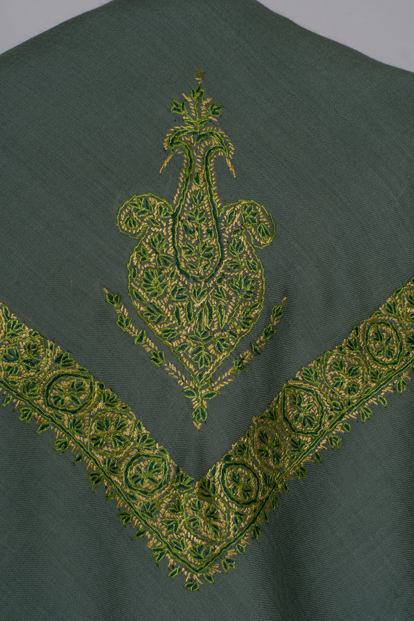 Olive Gold Rumal — Sozni Hand Embroidered