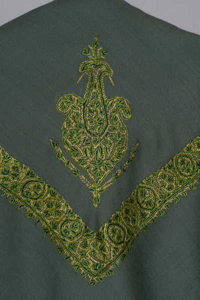 Olive Gold Rumal — Sozni Hand Embroidered