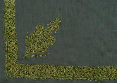 Olive Gold Rumal — Sozni Hand Embroidered