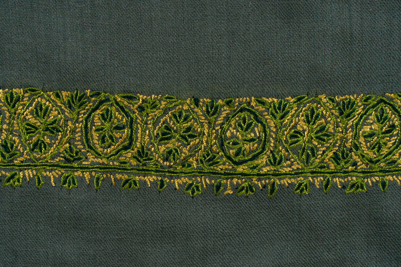 Olive Gold Rumal — Sozni Hand Embroidered