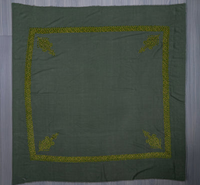 Olive Gold Rumal — Sozni Hand Embroidered