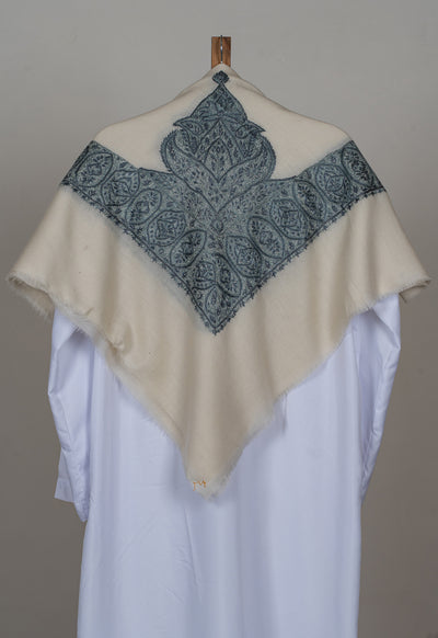 Ivory Slate Rumal — Sozni Hand Embroidered