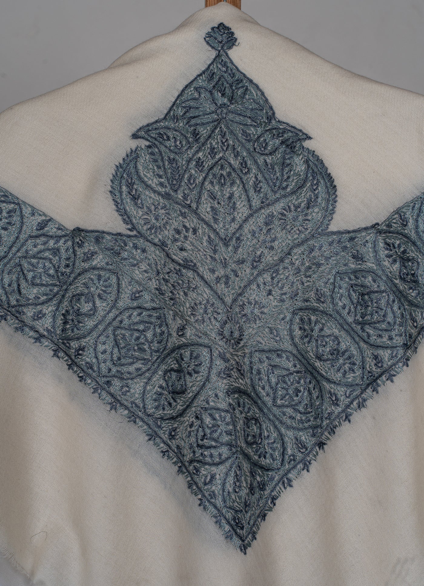 Ivory Slate Rumal — Sozni Hand Embroidered