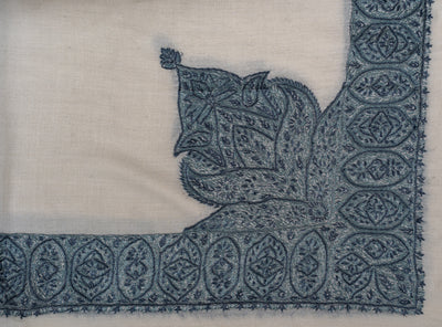 Ivory Slate Rumal — Sozni Hand Embroidered