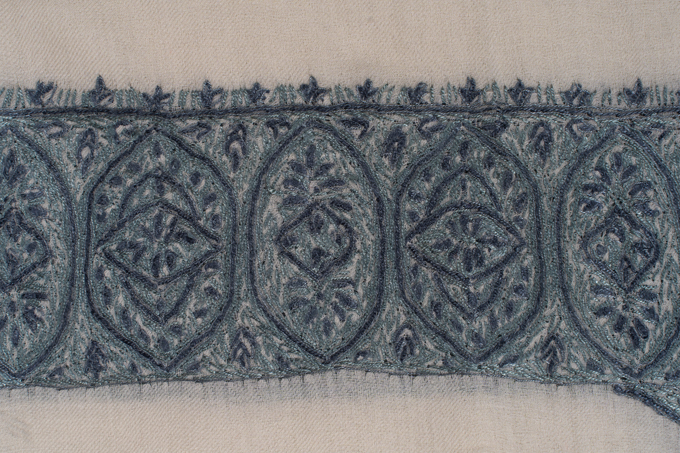 Ivory Slate Rumal — Sozni Hand Embroidered