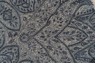 Ivory Slate Rumal — Sozni Hand Embroidered