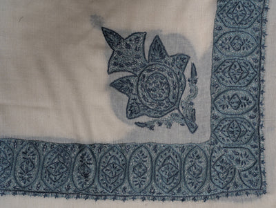 Ivory Slate Rumal — Sozni Hand Embroidered