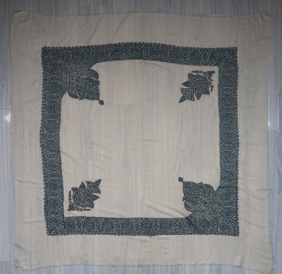 Ivory Slate Rumal — Sozni Hand Embroidered
