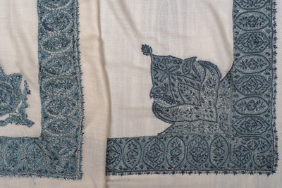 Ivory Slate Rumal — Sozni Hand Embroidered