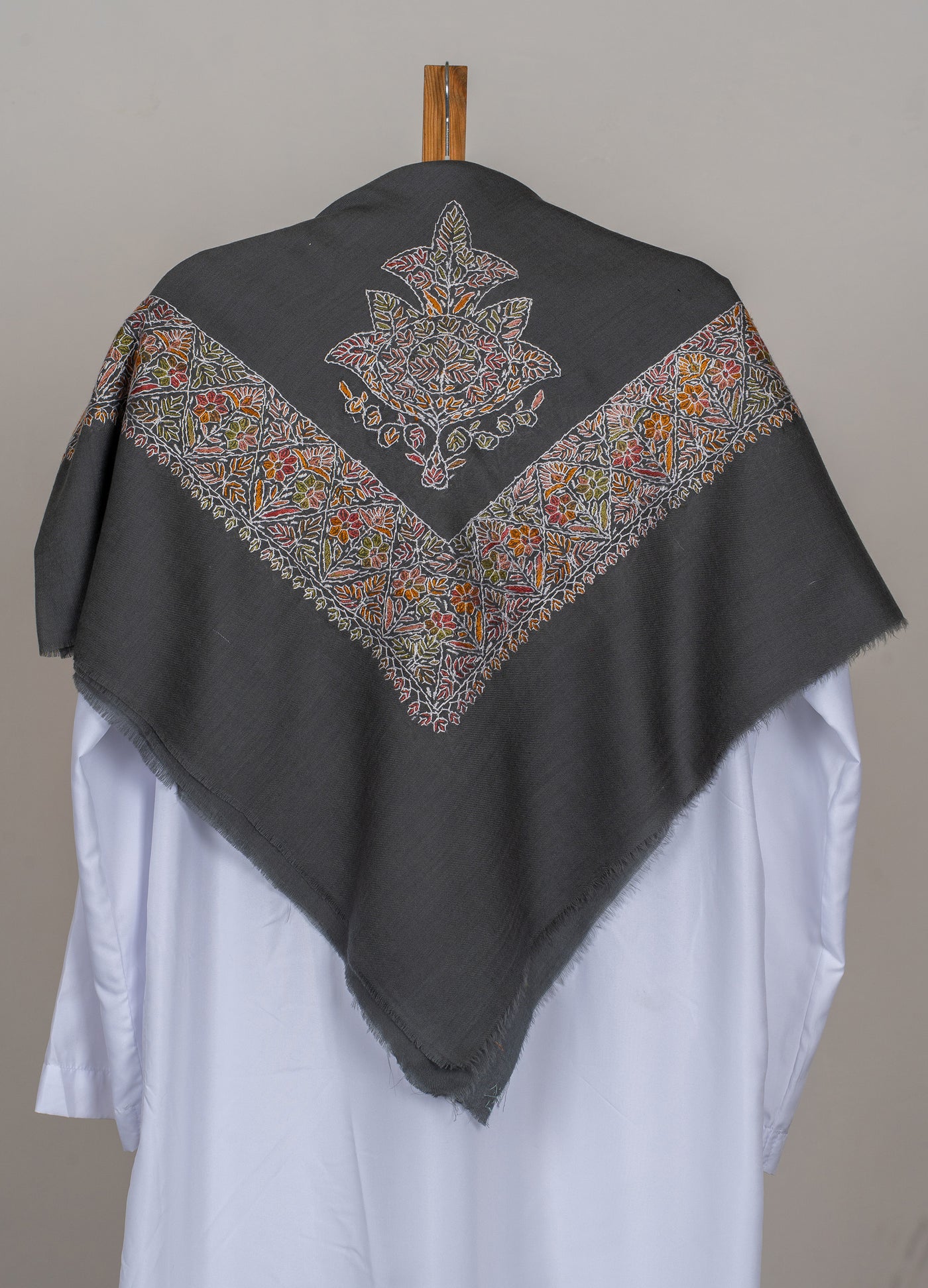 Charcoal Garden Rumal — Sozni Hand Embroidered