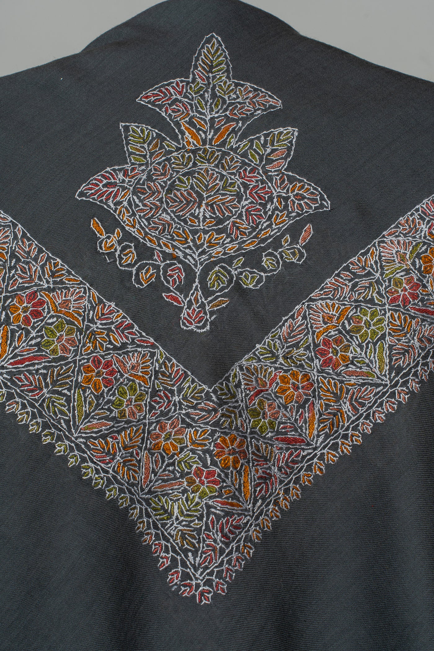 Charcoal Garden Rumal — Sozni Hand Embroidered