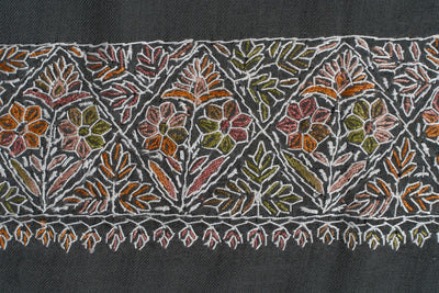 Charcoal Garden Rumal — Sozni Hand Embroidered