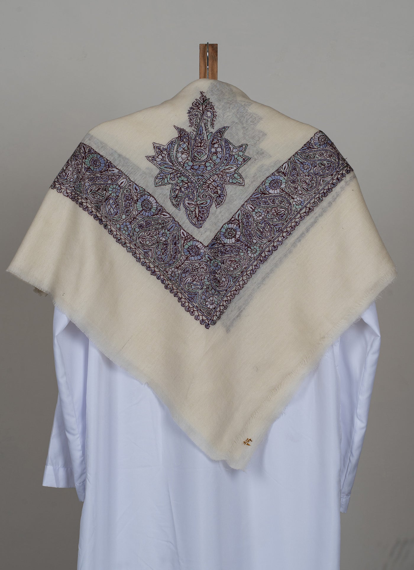 Ivory Plum Rumal — Sozni Hand Embroidered