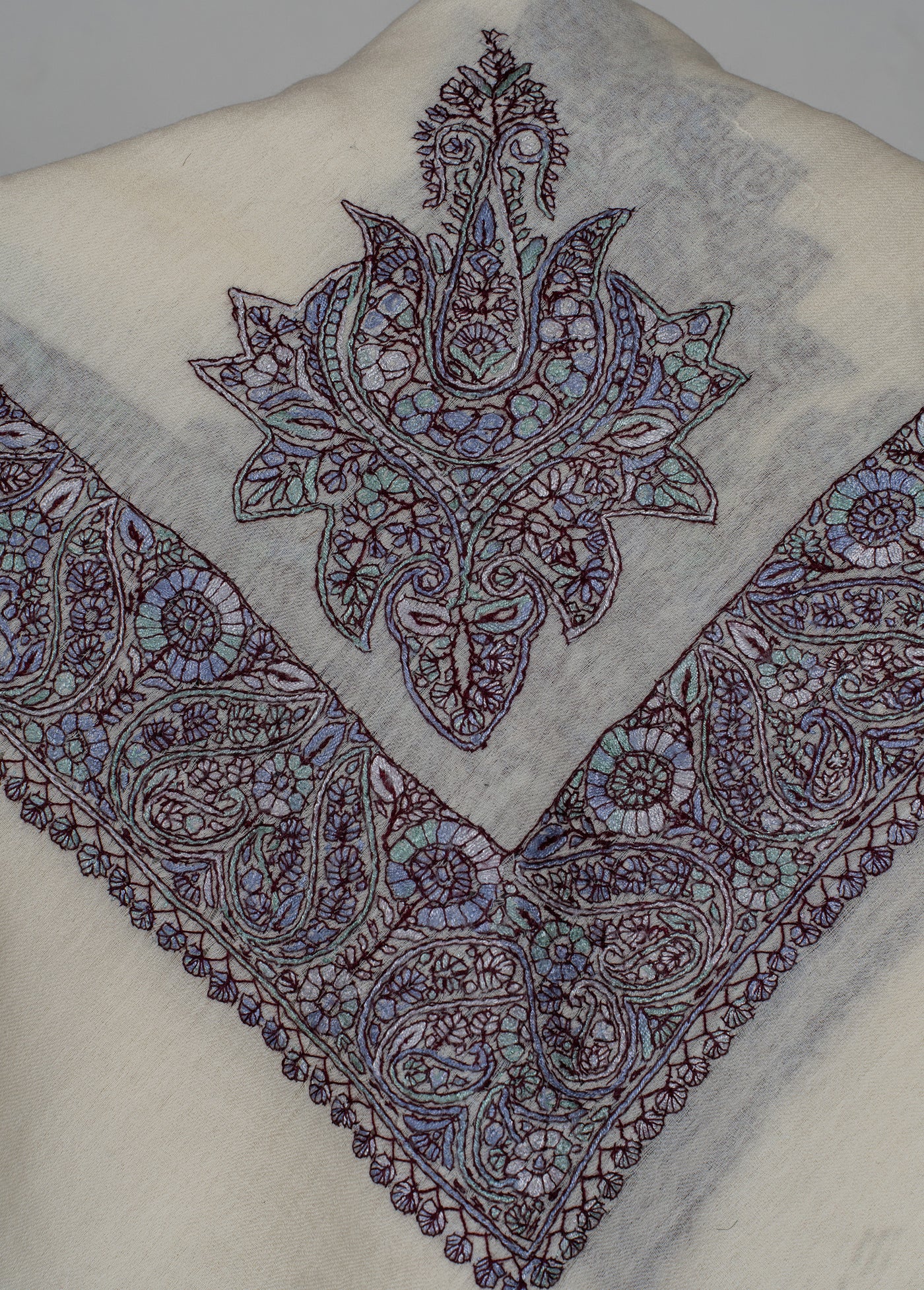 Ivory Plum Rumal — Sozni Hand Embroidered