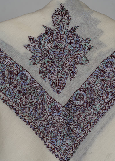Ivory Plum Rumal — Sozni Hand Embroidered
