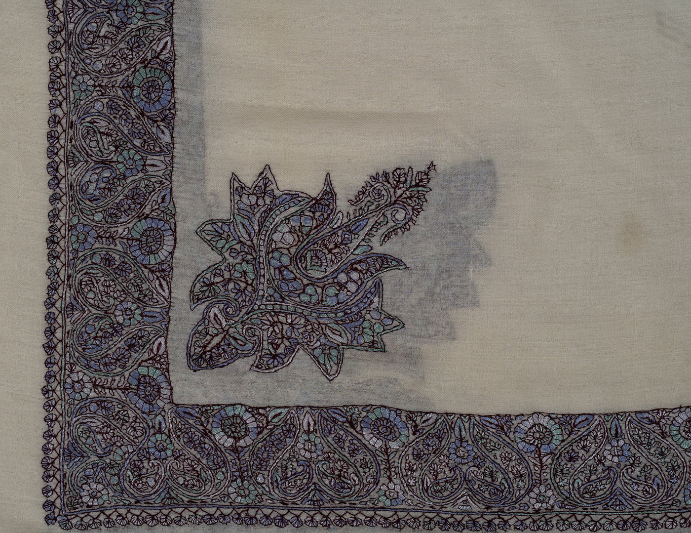 Ivory Plum Rumal — Sozni Hand Embroidered