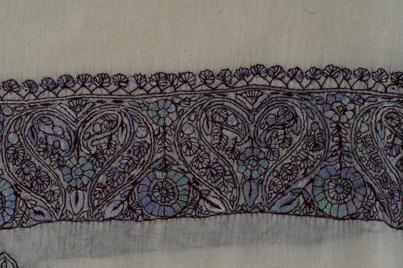 Ivory Plum Rumal — Sozni Hand Embroidered