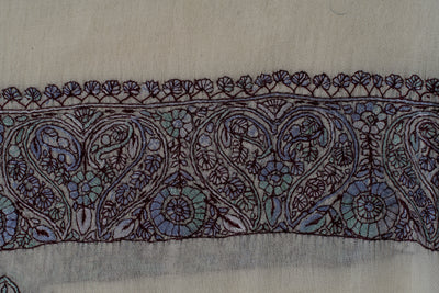 Ivory Plum Rumal — Sozni Hand Embroidered