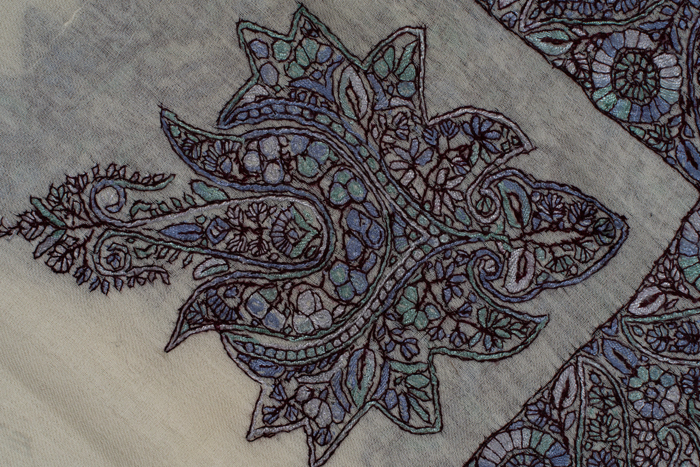 Ivory Plum Rumal — Sozni Hand Embroidered