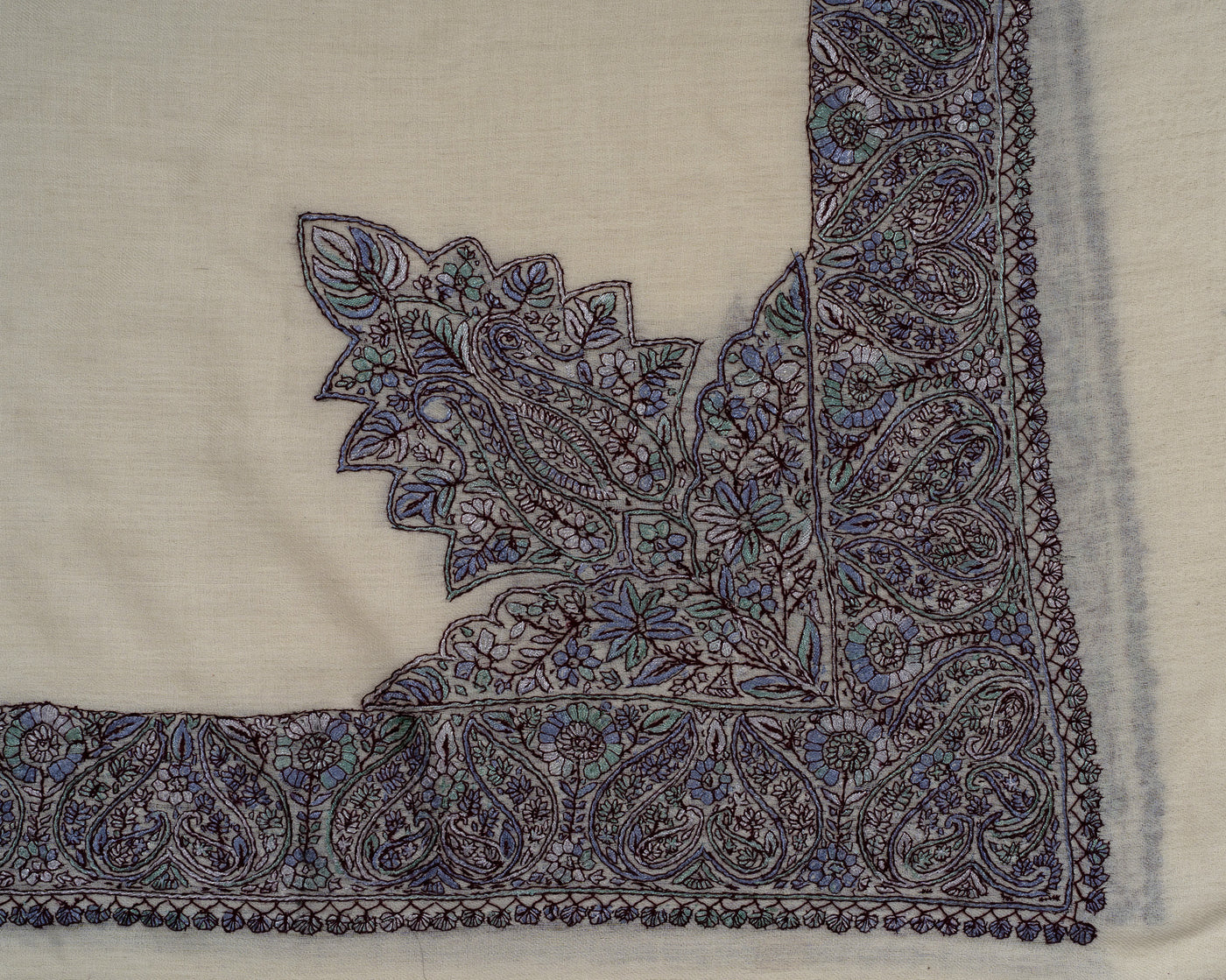Ivory Plum Rumal — Sozni Hand Embroidered