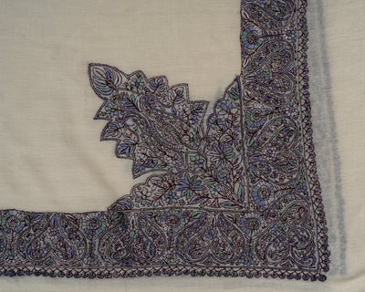 Ivory Plum Rumal — Sozni Hand Embroidered
