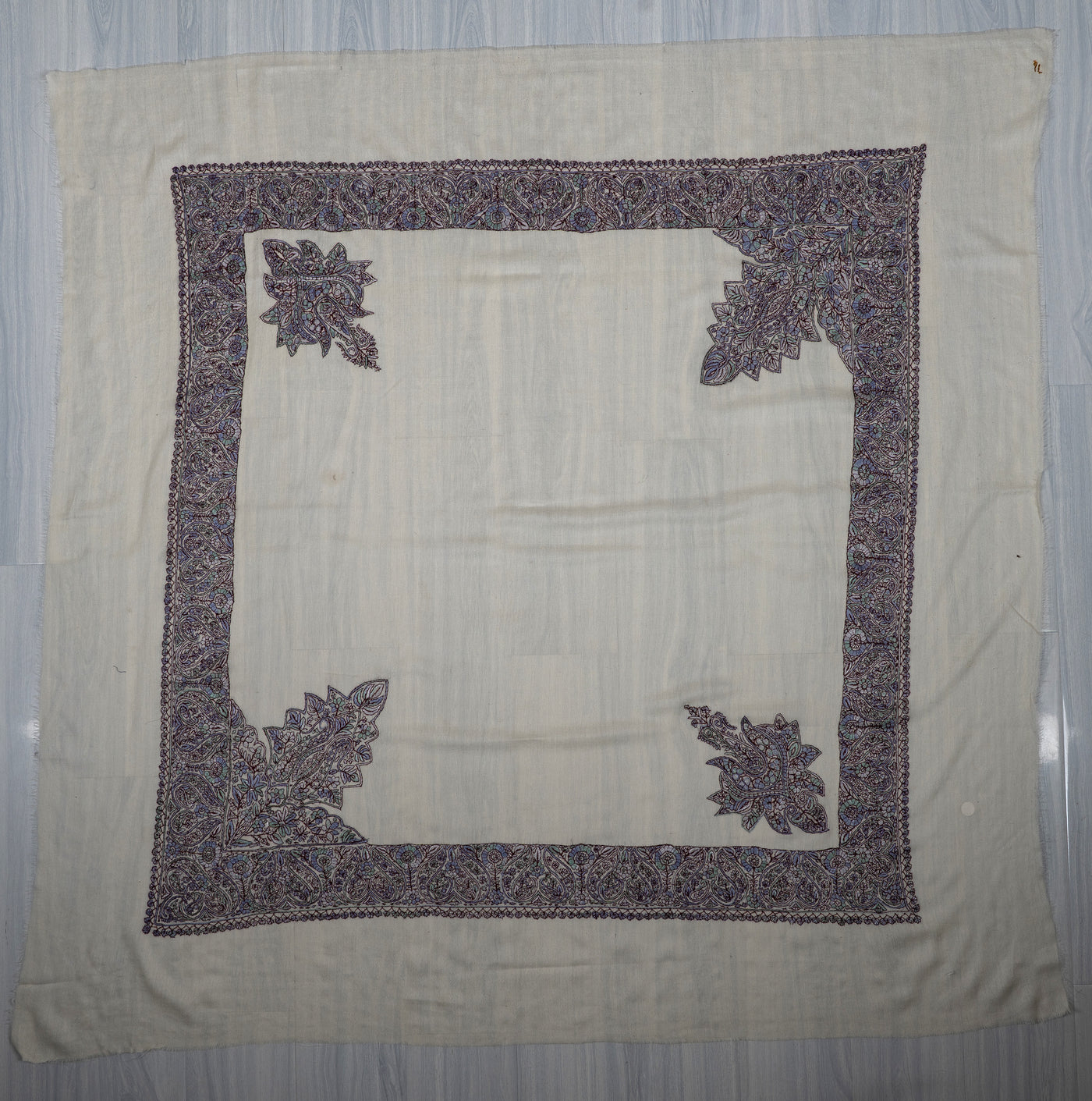 Ivory Plum Rumal — Sozni Hand Embroidered