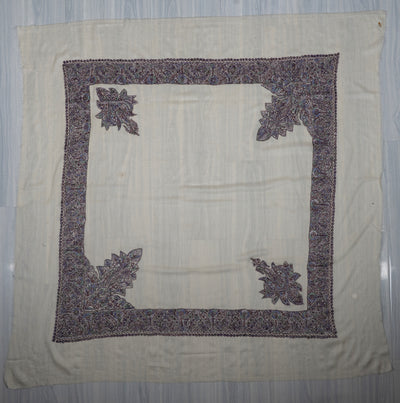 Ivory Plum Rumal — Sozni Hand Embroidered